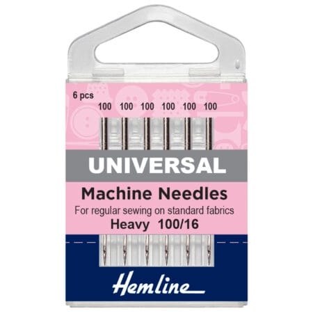 Hemline Sewing Machine Needles: Universal: Heavy 100/16: 6 Pieces