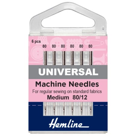 Hemline Sewing Machine Needles: Universal: Medium 80/12: 6 Pieces