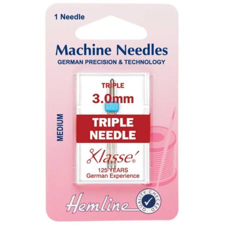Hemline Sewing Machine Needles: Triple Universal: 80/12: 1 Piece