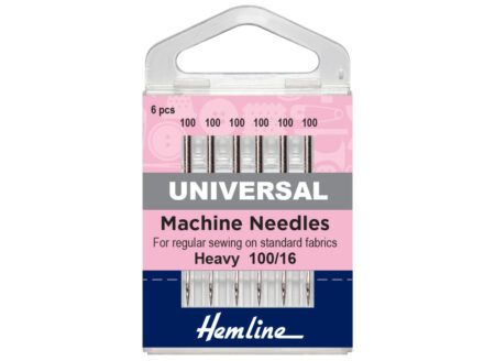 Hemline Sewing Machine Needles | Universal | Heavy 100(16) | 6 Pieces