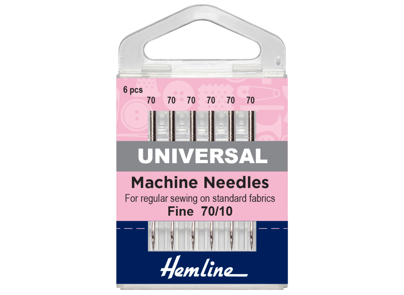 Hemline Sewing Machine Needles | Universal | Fine 70(10) | 6 Pieces