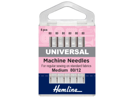 Hemline Sewing Machine Needles | Universal | Medium 80(12) | 6 Pieces