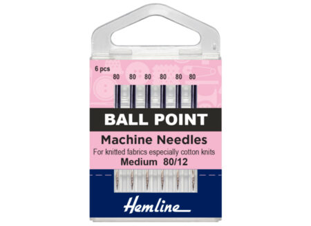 Hemline Sewing Machine Needles | Ball Point: Medium 80(12) | 6 Pieces