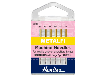 Hemline Sewing Machine Needles | Metalfil 80(12) | 6 Pieces